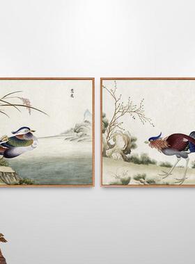 鸟画鸳鸯鸟类图鉴大全花鸟画挂画新中式客厅装饰画走廊壁画中国风