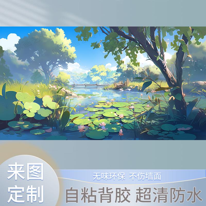 动漫二次元高清古风风景墙贴唯美防水海报背胶卧室宿舍超大贴画