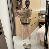 风衣短款 御姐气质短款 秋季 韩版 收腰风衣外套半身裙两件套 新款 套装