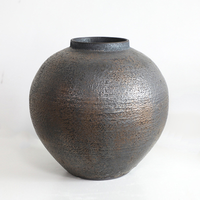 侘寂风中式禅意缸瓦粗陶罐子摆件