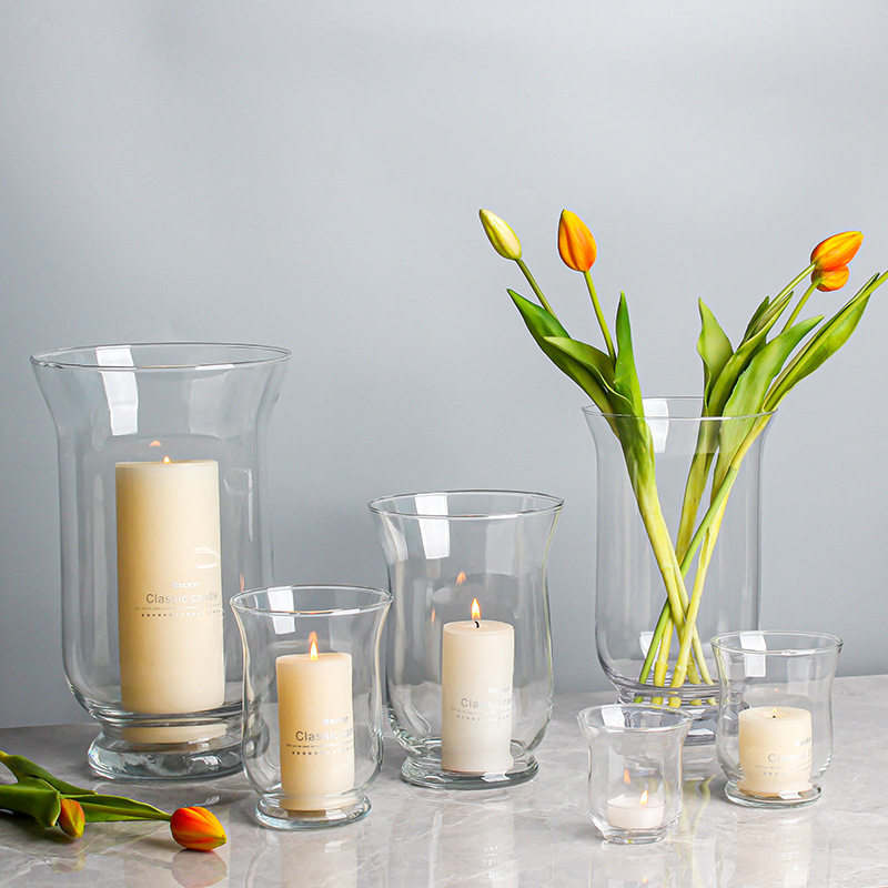 现代简约欧式宽口高透明玻璃烛台风灯蜡烛杯防风烛台花瓶装饰摆件,家居饰品,桌面摆件,淘宝优惠券,粉丝福利购,淘宝优惠卷