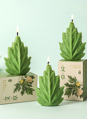 中式端午节艾草叶子艺术香薰蜡烛