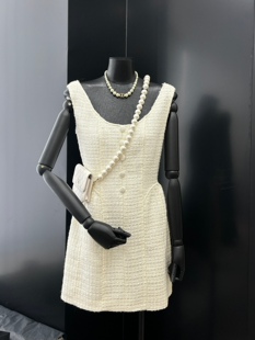 欧美外贸现货方领粗花泥收腰连衣裙 连衣裙 显瘦修身