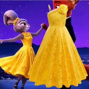 疯狂动物城2朱迪cos服儿童套装金色礼服judy长款晚装兔子装扮现货