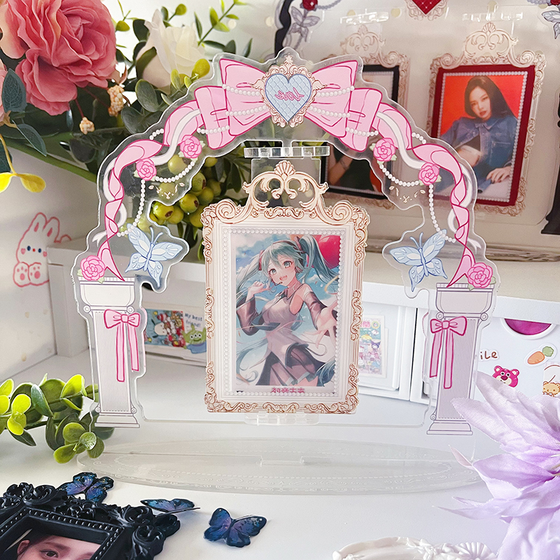 倩子酱亚克力双人旋转插卡立牌相框3寸动漫爱豆小卡谷美展示架