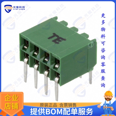 216604-4 连接器CONN RCPT 8POS 0.1 GOLD PCB R/A