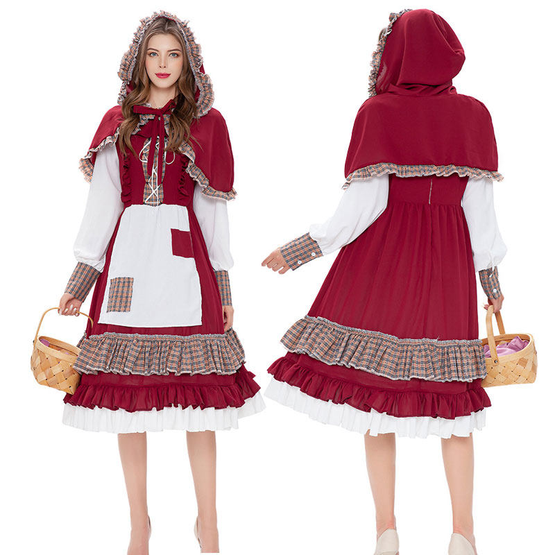万圣节成人小红帽cosplay服装洛丽塔女仆连衣裙舞台公主裙演出服