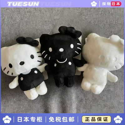 日本TUESUN50周年限定挂件纯白KItty公仔女黑皮书包钥匙扣挂饰