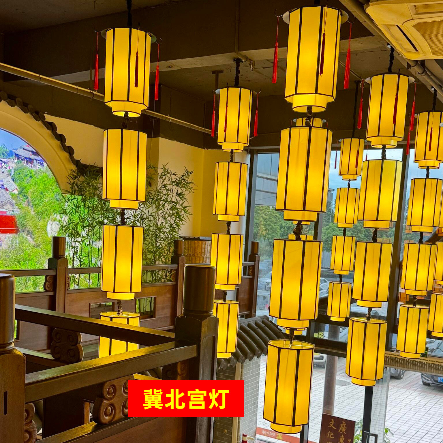 2025年景区餐饮店屋檐门头室外防水庭院吊灯中式饭店门头灯笼定制