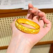 沙金手镯牡丹花仿真黄金首饰假黄金首饰结婚婚嫁传承手环久不掉色