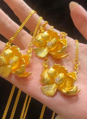 繁花似锦芍药花黄金色吊坠