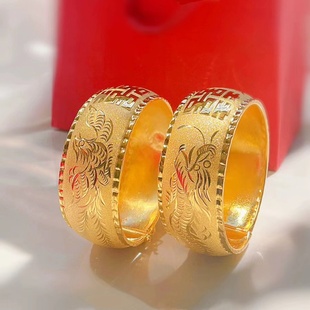 龙凤手镯结婚嫁新娘仿金首饰三金套装假黄金镀沙金镯子久不掉色