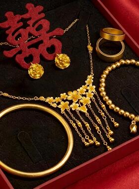 繁花似锦婚嫁套装花朵项链婚嫁仿真三金五金结婚订婚吊坠拍照摆台