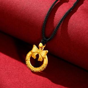 蝴蝶结沙金吊坠在逃公主项链平安扣手工黑绳金店同款999久不掉色