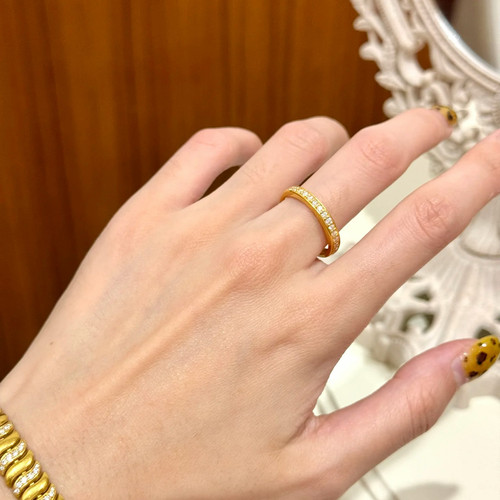 满天星排钻沙金戒指仿真黄金点钻女轻奢闭口高级感指环新中式尾戒