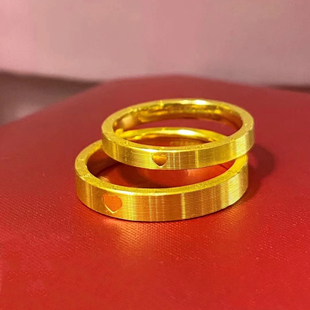 520爱心沙金戒指女仿真黄金情侣对戒素周家同款婚嫁三金结婚订婚