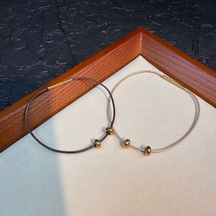 皮绳手链盘缠编绳极细手绳皮绳穿黄金编绳串珠手串转运珠吊坠挂绳