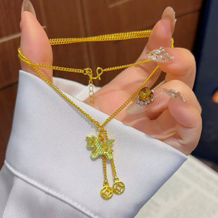 碎冰冰小飞马项链仿真黄金沙金独角兽吊坠金店同款马年本命年配饰