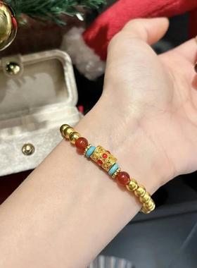 黄金色新中式仿绿松石手链