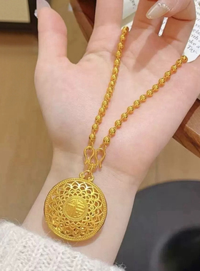 福字八宝罗盘光珠沙金项链仿真黄金金店同款吊坠高级感项链送女友