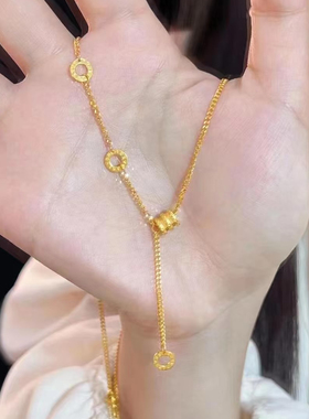 小蛮腰沙金项链仿真黄金套链镀流苏金锁骨链女颈链金店同款送女友