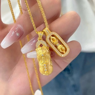 金刚杵吊坠项链女款韦雪同款吊坠貔貅降魔杵葫芦项链仿真黄金