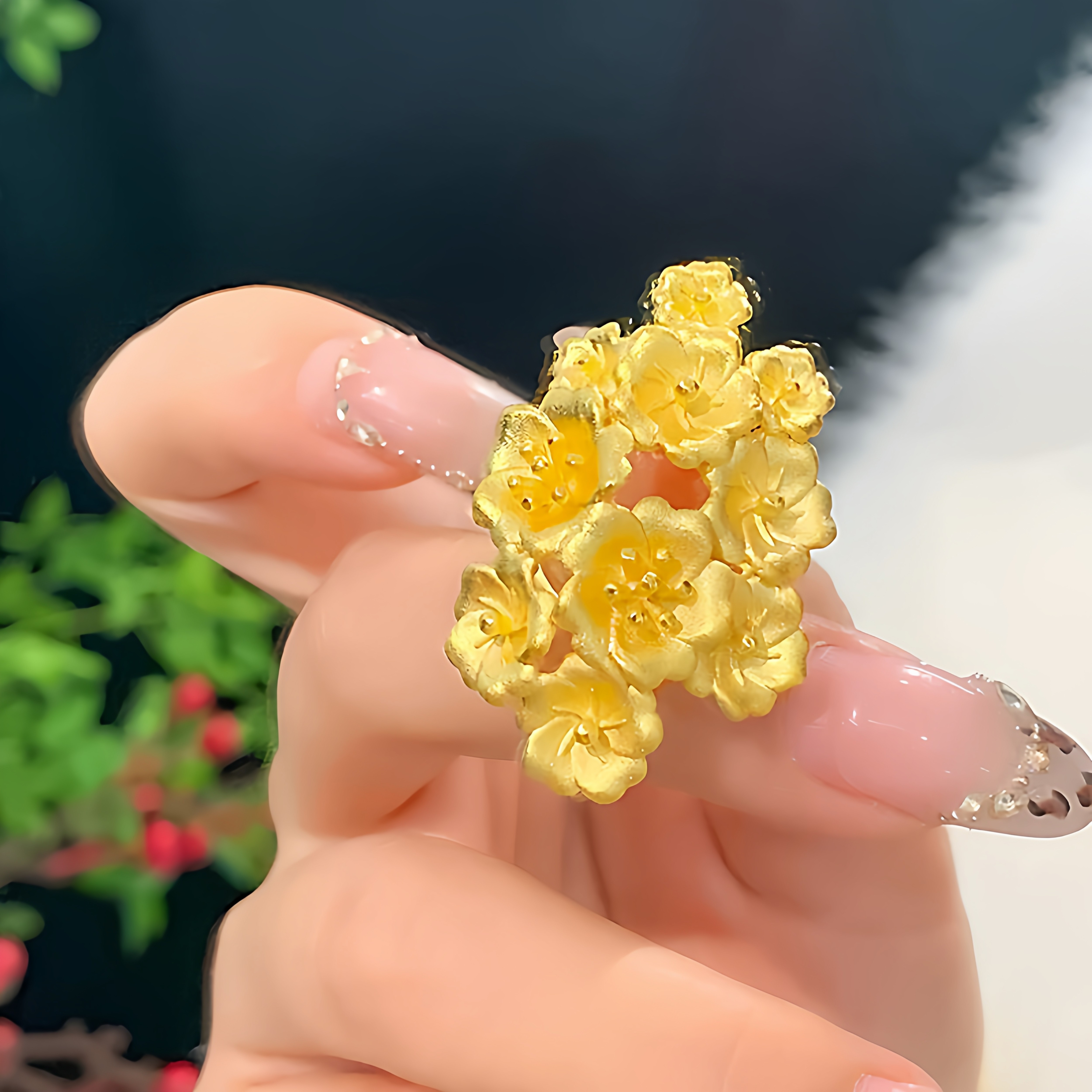 繁花戒指女仿真黄金沙金新娘结婚三金指环订婚五金婚庆首饰镀金