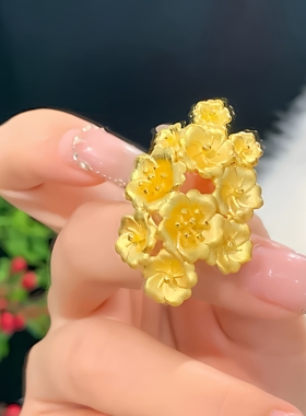 繁花戒指女仿真黄金沙金新娘结婚三金指环订婚五金婚庆首饰镀金