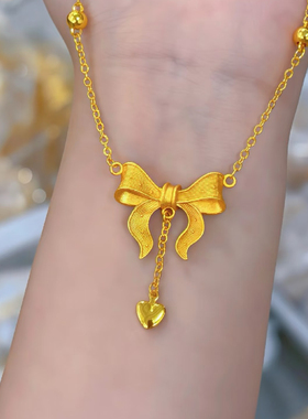 在逃公主项链仿真黄金爱心蝴蝶沙金吊坠锁骨链婚庆首饰结婚三金女