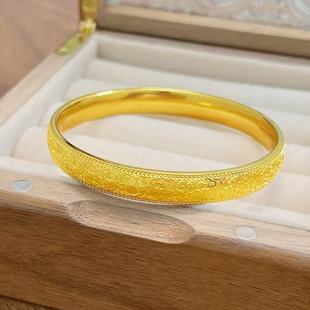 葫芦祥云手镯仿真黄金沙金色泥鳅背手环轻奢新中式镯子金店同款女