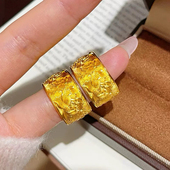 宽版 指环婚嫁首饰结婚五金 牡丹花沙金戒指仿真黄金复古花朵新中式