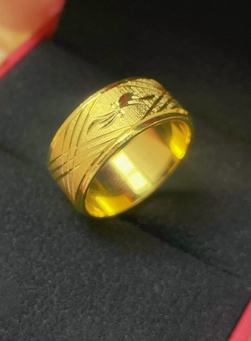 男士龙凤戒指仿真黄金沙金镀金指环婚庆首饰男女对戒婚嫁五金结婚