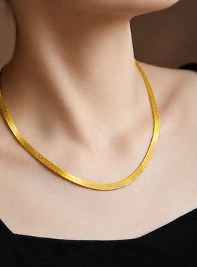 蛇骨链刀片亮金仿真黄金色轻奢高级感女颈链送女友饰品镀沙金手链