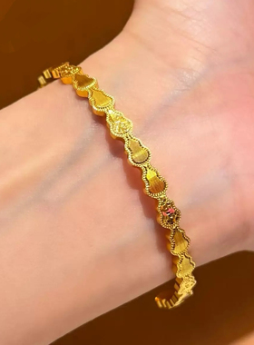 葫芦龙鳞手链碎冰冰仿真黄金色鱼鳞沙金手镯亮面爆闪满天星福禄女