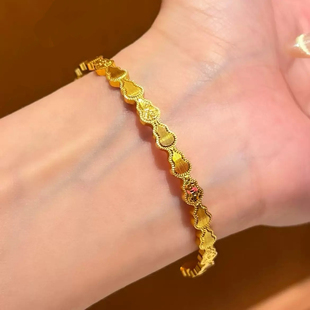 葫芦龙鳞手链碎冰冰仿真黄金色鱼鳞沙金手镯亮面爆闪满天星福禄女