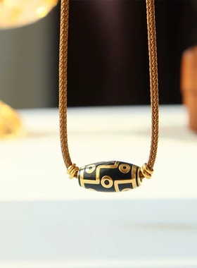 九眼天珠吊坠仿真黄金三六眼横版天珠金店同款项链轻奢时尚毛衣链