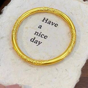 金店同款手镯乾坤圈黄金色祥云纹卷草纹乾坤圈手镯镀金传承手环女