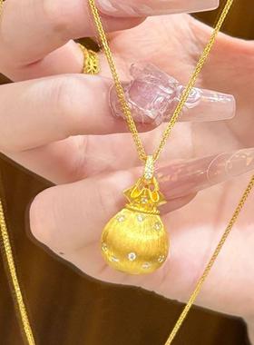 钱袋子沙金项链福袋黄金色吊坠