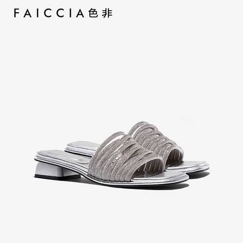 色非凉拖女夏季2025新款一字拖高跟气质沙滩鞋凉鞋气质女神B011D