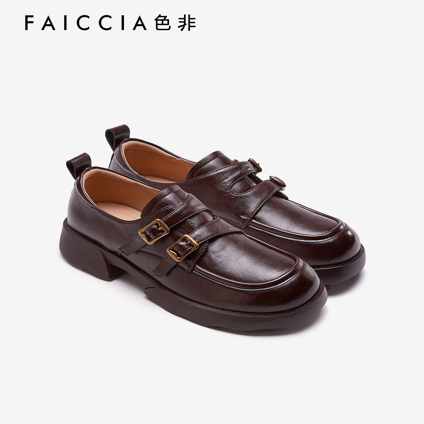 色非英伦风厚底JK小皮鞋女