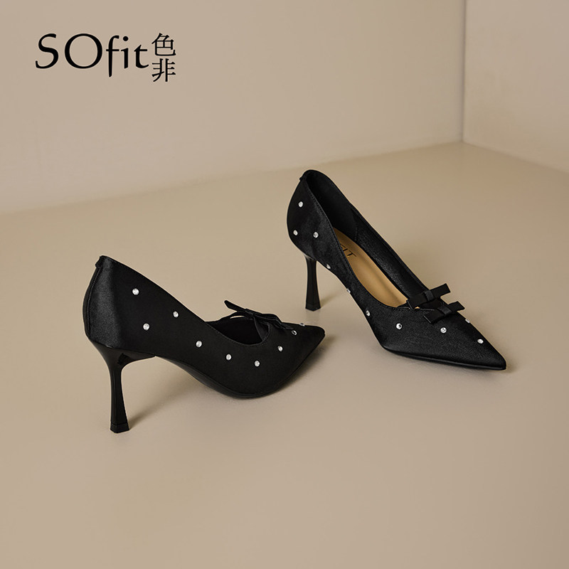 色非气质高跟鞋女2026新款春季绝美尖头水钻单鞋高级感不累脚女鞋