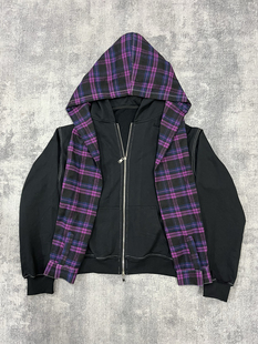 CORTIS金主训同款格子拼接可拆连帽外套宽松休闲百搭夹克上衣