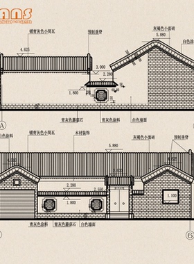 18.3x18.6米一进四合院CAD建筑施工图209平米北方砖混民居自建房