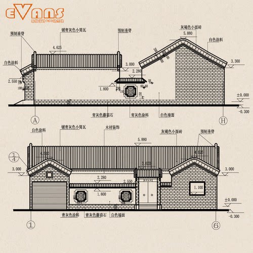 18.3x18.6米一进四合院CAD建筑