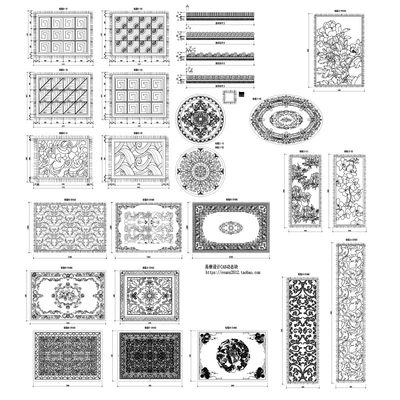 地毯平面图案剖面构造CAD电子版动态块 dwg和ai两种格式设计资料
