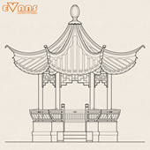 六角仿古亭子CAD电子版 古建六柱木构架攒尖顶平立剖面节点大样图