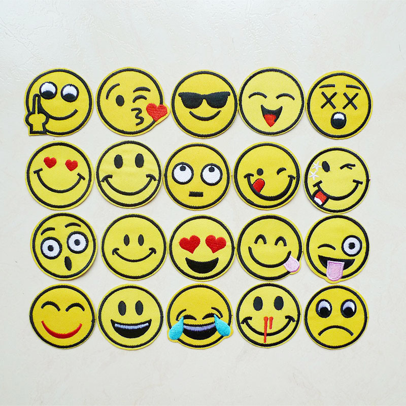 Emoji表情补丁贴儿童布贴衣服裤子装饰修补贴花刺绣时尚doge笑脸