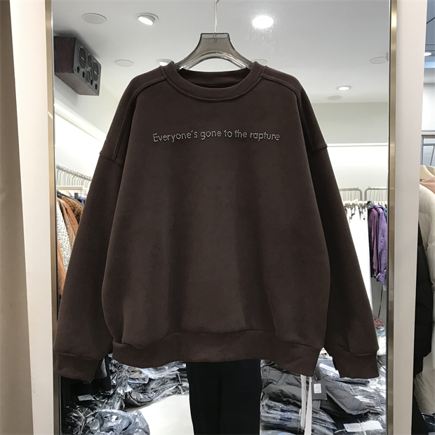 ZW卓娃2025秋冬新款圆领卫衣女宽松休闲洋气时尚百搭加绒加厚上衣