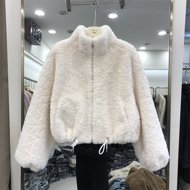 韩版冬新款仿羊羔毛短款外套宽松显瘦百搭立领环保皮毛一体55220,女装/女士精品,短外套,淘宝优惠券,粉丝福利购,淘宝优惠卷