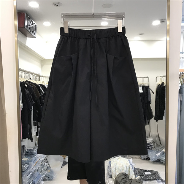 GMS歌玛索36580-1凉感阔腿七分裤女夏季新款松紧腰宽松显瘦休闲裤